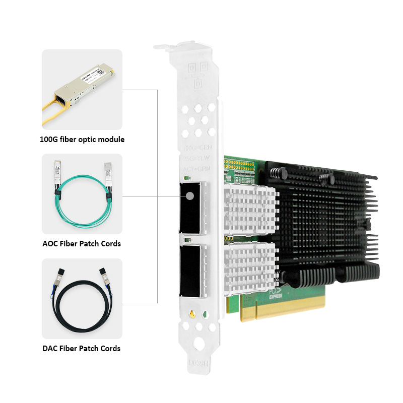 بطاقة شبكة LR-LINK 1014PF 100G - مراجعة 100Gbe Qsfp28 Network Card وسعره